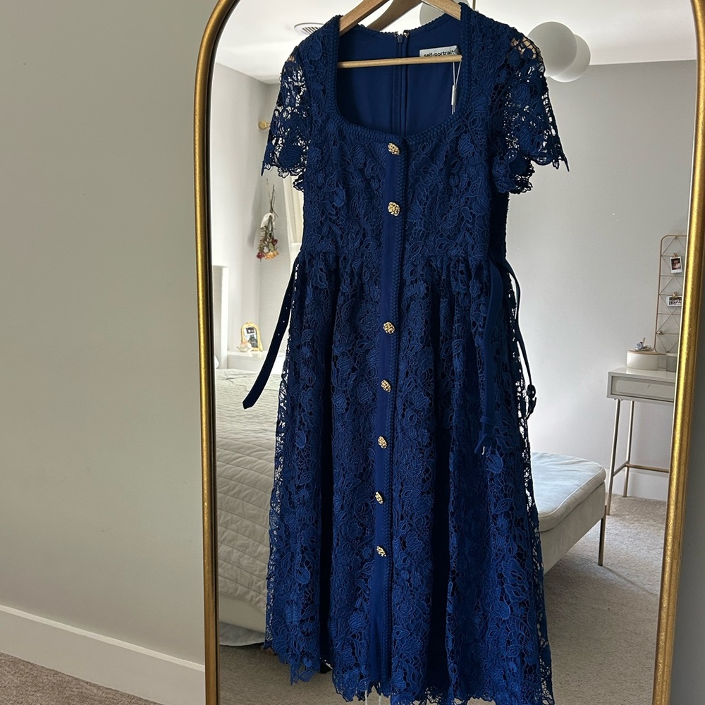 Elegant Blue Lace Dress